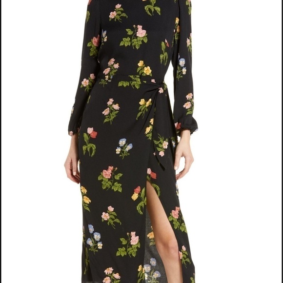 NEW Reformation Reza Floral Long Sleeve Midi Dress In Night Bloom Size 2 - Picture 16 of 16